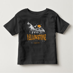 T-shirt Pour Les Tous Petits Parc national de Yellowstone Montagnes Wolf Vintag