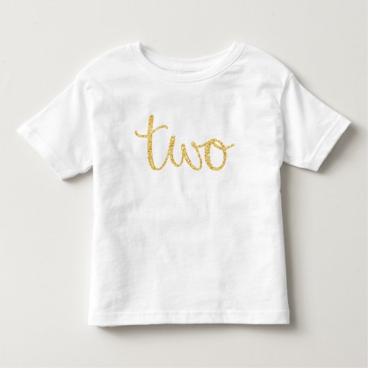 T-shirt Pour Les Tous Petits Parties scintillant Gold Faux Script 2e anniversai (Devant)