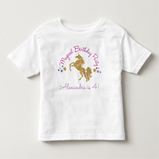 T-shirt Pour Les Tous Petits Parties scintillant Unicorn Magique fille Annivers (Devant)