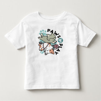 T-shirt Pour Les Tous Petits Paws and Play – Adorable Cat Illustration