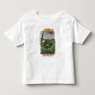 T-shirt Pour Les Tous Petits Paysage de Paul Cezanne avec le toit rouge ou le