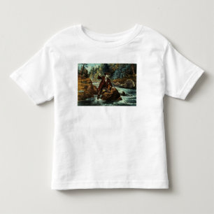T-shirt Pour Les Tous Petits Pêche de truite de ruisseau - un moment soucieux,