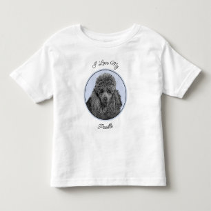 T-shirt Pour Les Tous Petits Peinture de caniche Miniature Jouet noir Art origi