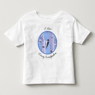 T-shirt Pour Les Tous Petits Peinture Downy Woodpecker - Art original pour oise