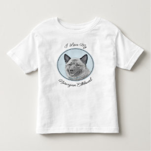 T-shirt Pour Les Tous Petits Peinture norvégienne Elkhound - Art original Chien