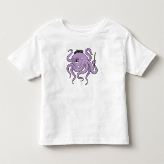 T-shirt Pour Les Tous Petits Peinture Octopus Peinture brosse (Devant)