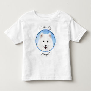 T-shirt Pour Les Tous Petits Peinture Samoyed Puppy - Jolie Art Original Chien