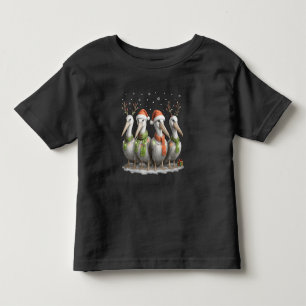 T-shirt Pour Les Tous Petits Pélican de Noël mignon avec chapeau de Père Noël