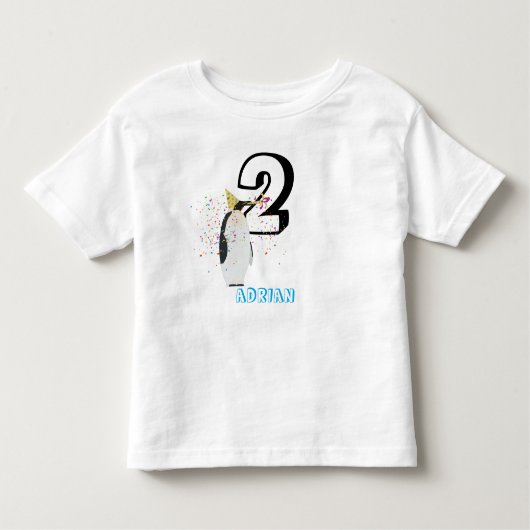 T-shirt Pour Les Tous Petits Pengouin qui fait la fête - Animaux Fête d'anniver (Devant)