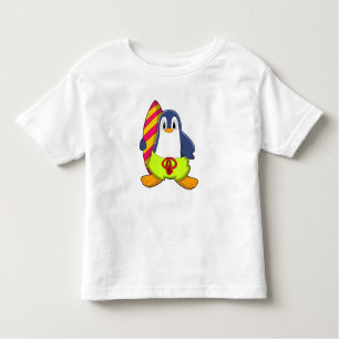 T-shirt Pour Les Tous Petits Penguin comme surfer avec Surfer