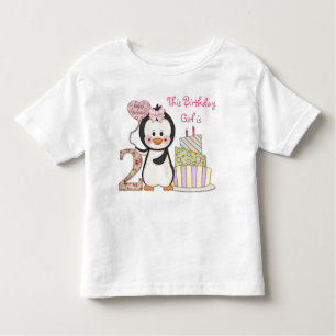 T-shirt Pour Les Tous Petits Penguin Cutie - Fille Deuxième Anniversaire