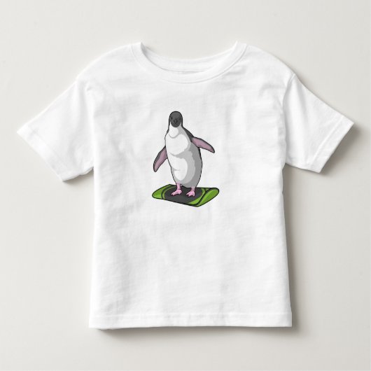 T-shirt Pour Les Tous Petits Penguin en Snowboardeur avec Snowboard (Devant)