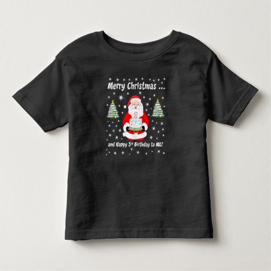T-shirt Pour Les Tous Petits Père Noël Holding Anniversaire Gâteau Joyeux Noël  (Devant)