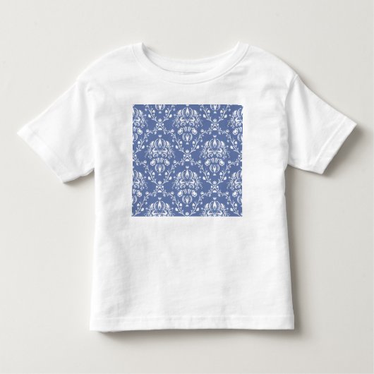T-shirt Pour Les Tous Petits Périwinkle bleu et blanc Damas (Devant)