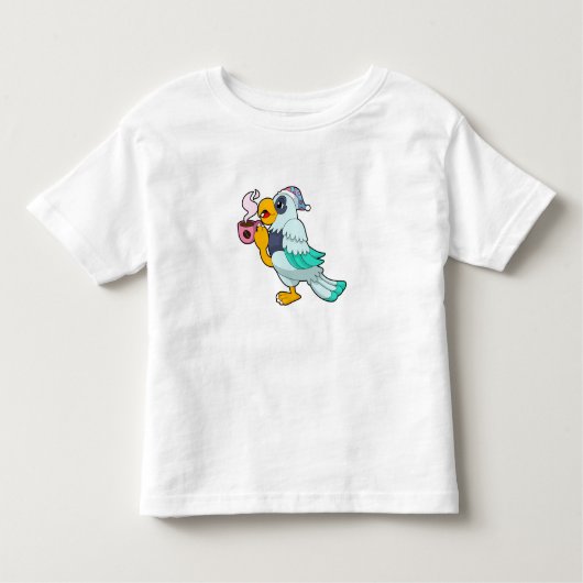 T-shirt Pour Les Tous Petits Perroquet avec tasse de café (Devant)