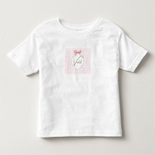 T-shirt Pour Les Tous Petits Personalisé Violet Baby Girl Nursery Bow&En vichy (Devant)