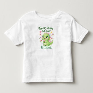 T-shirt Pour Les Tous Petits Personalized Dinosaur Birthday Girl Shirt
