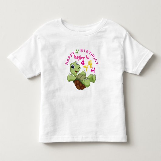 T-shirt Pour Les Tous Petits PERSONNALISER Turtle mignonne Joyeux anniversaire (Devant)