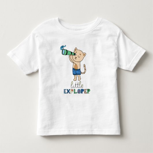 T-shirt Pour Les Tous Petits Petit Explorer, Chat mignon avec télescope (Devant)