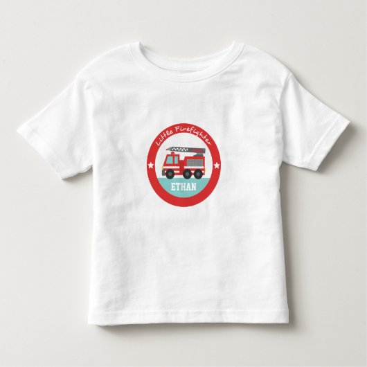 T-shirt Pour Les Tous Petits Petit Pompier, Camion Feu Rouge, Pour Garçons (Devant)