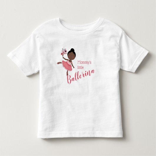 T-shirt Pour Les Tous Petits Petite Ballerine de maman (cheveux foncés et peau) (Devant)