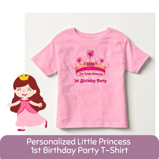 T-shirt Pour Les Tous Petits Petite princesse personnalisée 1er anniversaire ro