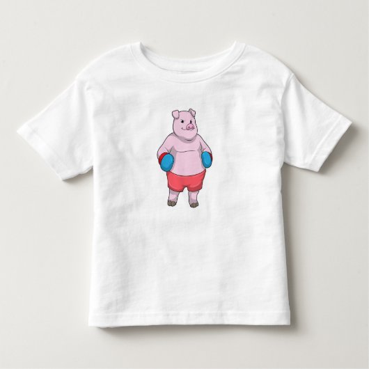 T-shirt Pour Les Tous Petits Pig at Boxing with Boxing gloves (Devant)