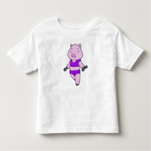 T-shirt Pour Les Tous Petits Pig Fitness Dumbbell