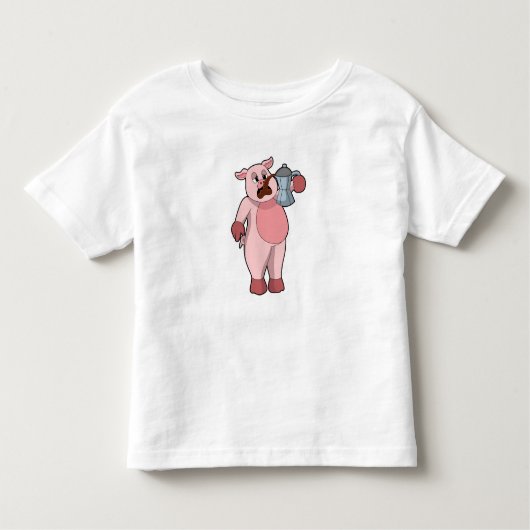 T-shirt Pour Les Tous Petits Pig with coffee pot (Devant)