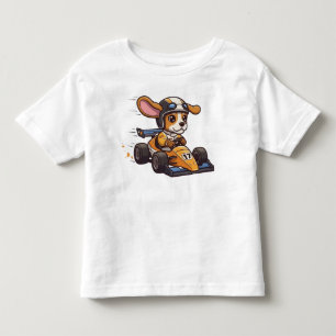 T-shirt Pour Les Tous Petits Pilote de voiture de course bébé Beagle mignon