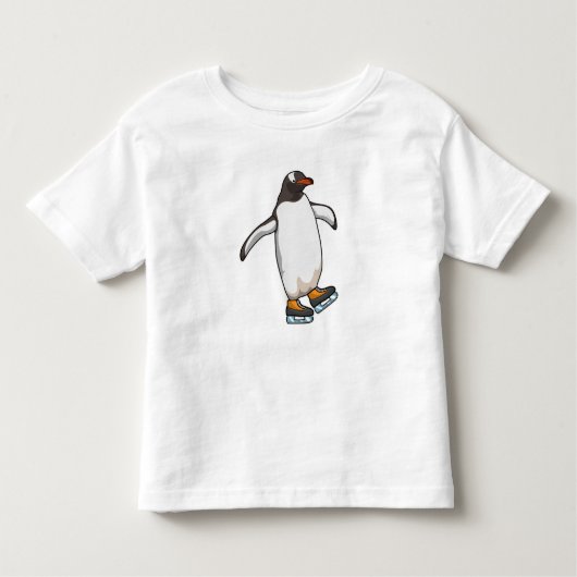 T-shirt Pour Les Tous Petits Pingouin at Ice skating with Ice skates (Devant)