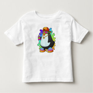 T-shirt Pour Les Tous Petits Pingouin comme peintre avec Spray