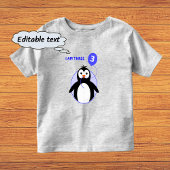 T-shirt Pour Les Tous Petits Pingouin d'anniversaire texte personnalisé bleu tr