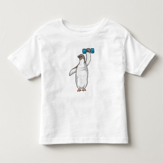 T-shirt Pour Les Tous Petits Pingouin Fitness Dumbbell (Devant)