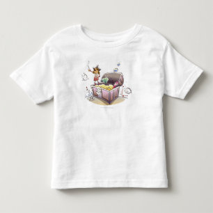 T-shirt Pour Les Tous Petits Pirate féminin se tenant sur un coffre au trésor