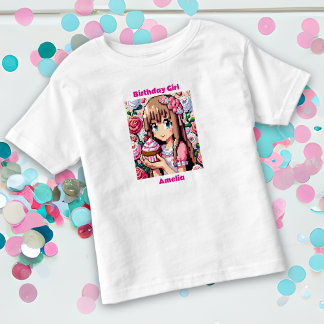 T-shirt Pour Les Tous Petits Pixel Art Girl's rose Anniversaire fille personnal