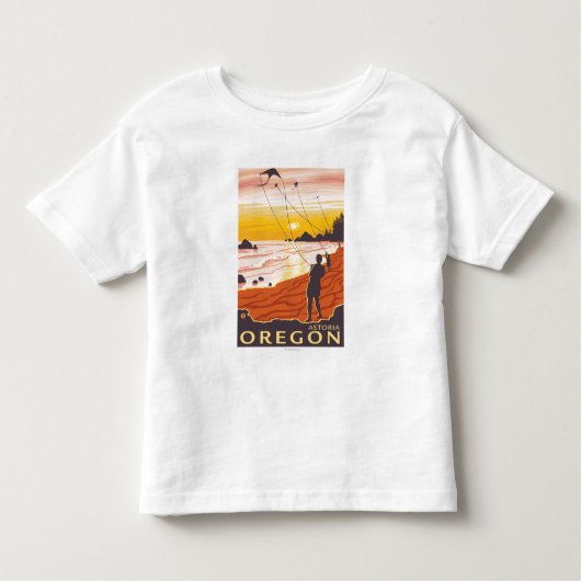 T-shirt Pour Les Tous Petits Plage et cerfs-volants - Astoria, Orégon (Devant)