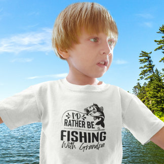 T-shirt Pour Les Tous Petits Plutôt Pêcher Avec Grand-Père Drôle