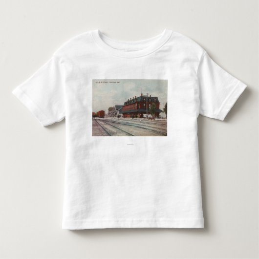 T-shirt Pour Les Tous Petits Pocatello, identification - trains et les gens (Devant)