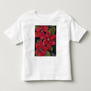 T-shirt Pour Les Tous Petits Poinsettia Vibrant en Aquarelle  