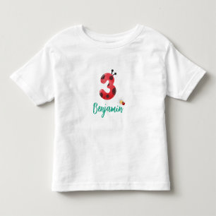 T-shirt Pour Les Tous Petits Polka rouge mignon point Ladybug 3ème anniversaire