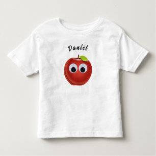 T-shirt Pour Les Tous Petits Pomme rouge drôle avec yeux de googly
