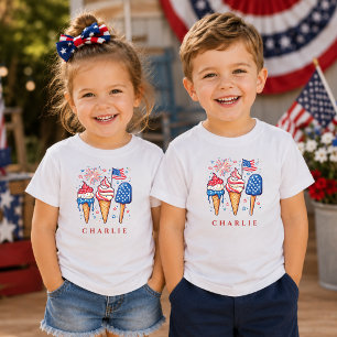 T-shirt Pour Les Tous Petits Popsicle Patriotique Moderne Personnalisé Enfants