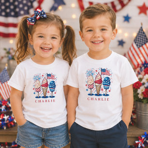 T-shirt Pour Les Tous Petits Popsicle Patriotique Moderne Personnalisé Enfants