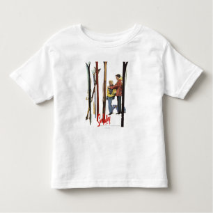 T-shirt Pour Les Tous Petits Poster Skis debout dans la neige par un couple