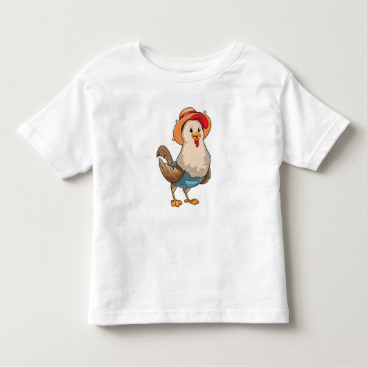 T-shirt Pour Les Tous Petits Poulet en fermier avec Casquette (Devant)