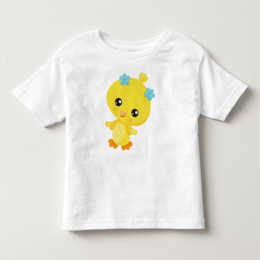 T-shirt Pour Les Tous Petits Poulet mignon, Poulet Bébé, Poulets, Fleurs (Devant)