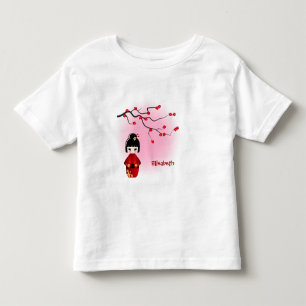 T-shirt Pour Les Tous Petits Poupée japonaise kokeshi en sakura nom fille