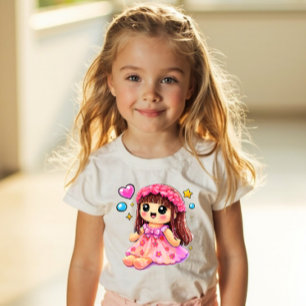 T-shirt Pour Les Tous Petits Poupée Kawaii Y2K Style Autocollant – Jouet Pop Fi