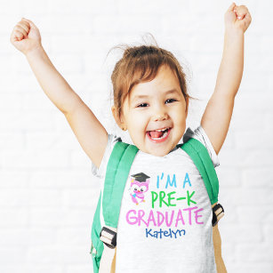 T-shirt Pour Les Tous Petits Pré-K Graduate Cute Pink Owl Custom